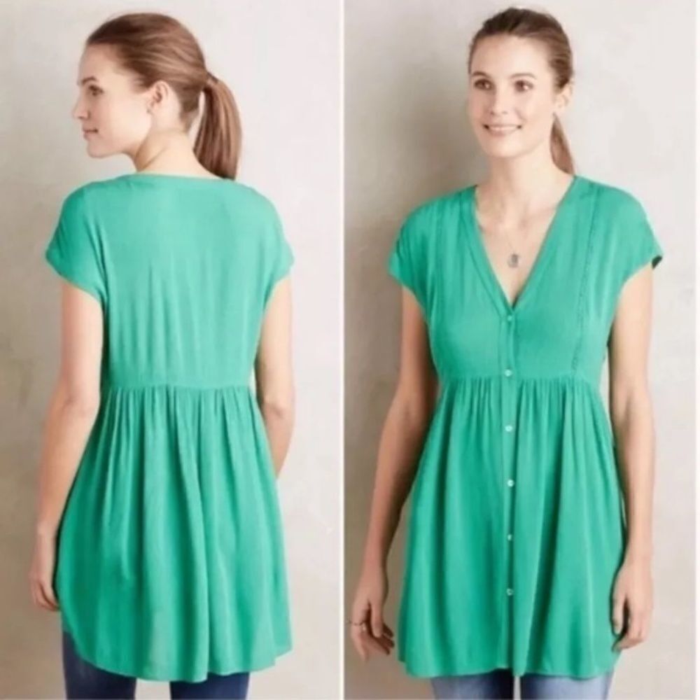 Anthropologie | Button Down Short Sleeve Tunic